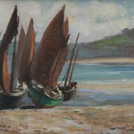 Anna Hills ‘Boats on Beach at Low Tide’